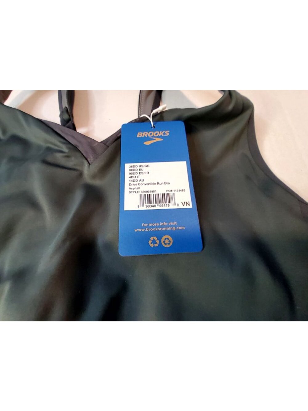 Brooks Womens Grey & Black Adjustable Sports Bra Moisture-Wicking Size 36DD - Picture 6 of 16